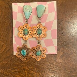 Turquoise Flower Dangle Earrings